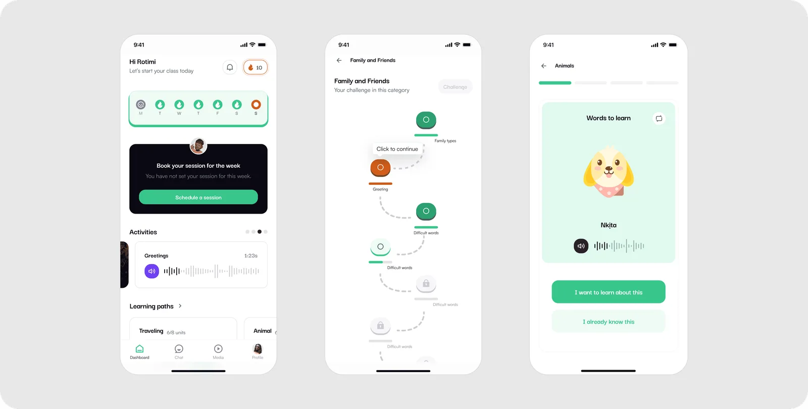 Obodo learner and tutor interface screens.